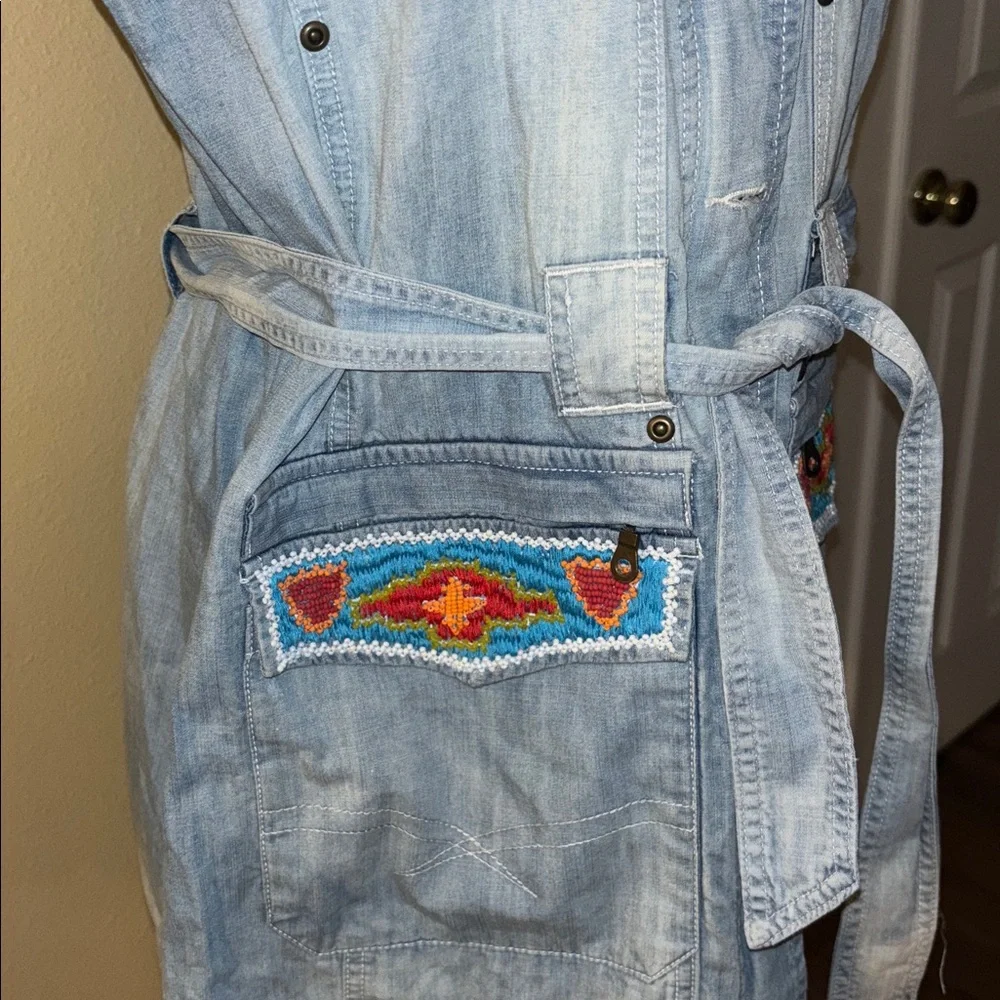 Double D Ranch Blue Denim Vest or Mini Dress with beading and Embroidery - Picture 5 of 10